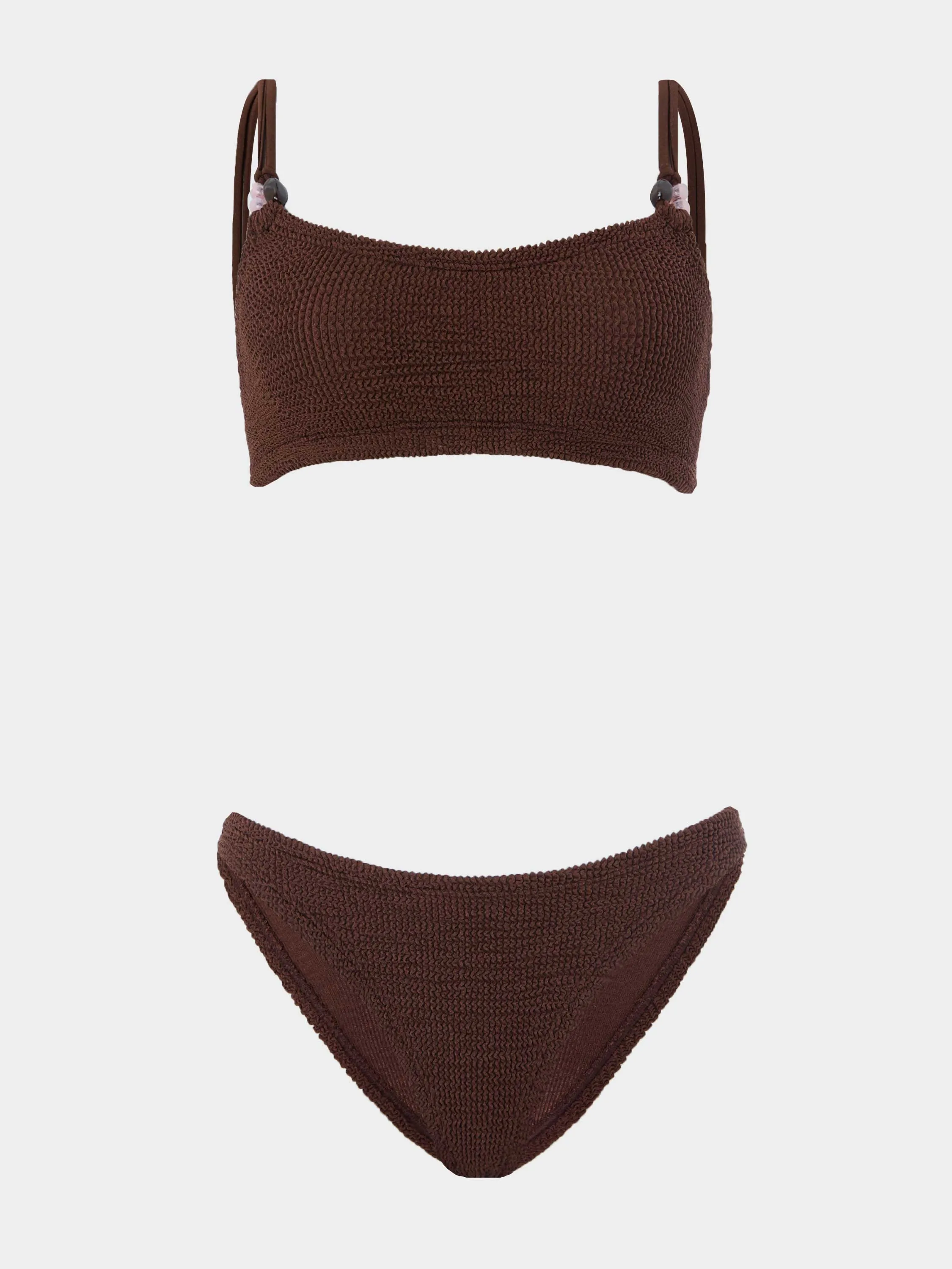 Cassie Beaded Bikini - Metallic Chocolate sold by Hunza G