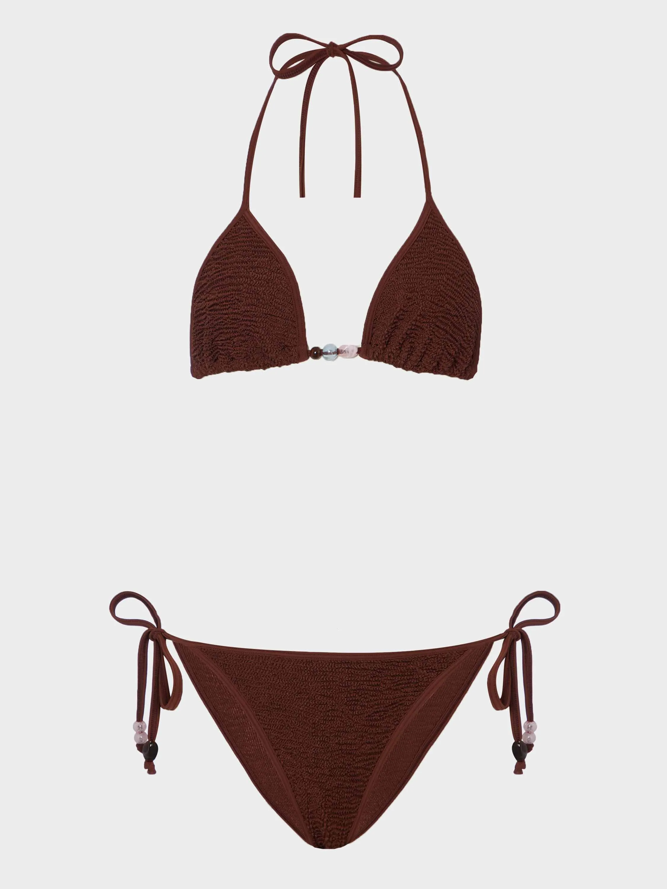 Gina Beaded Bikini - Metallic Chocolate sold by Hunza G