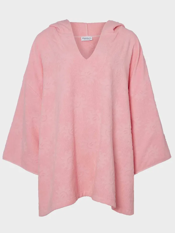 Sunny Towelling Hooded Poncho - Pink made by Hunza G