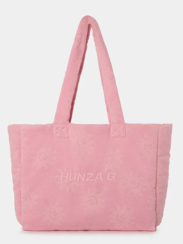 Sunny Towelling Beach Bag - Pink made by Hunza G