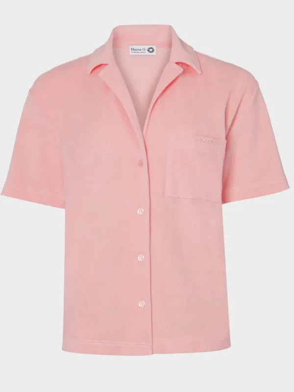 Terry Towelling Cuban Shirt - Pink made by Hunza G