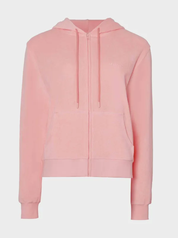 Terry Towelling Zip Hoodie - Pink made by Hunza G