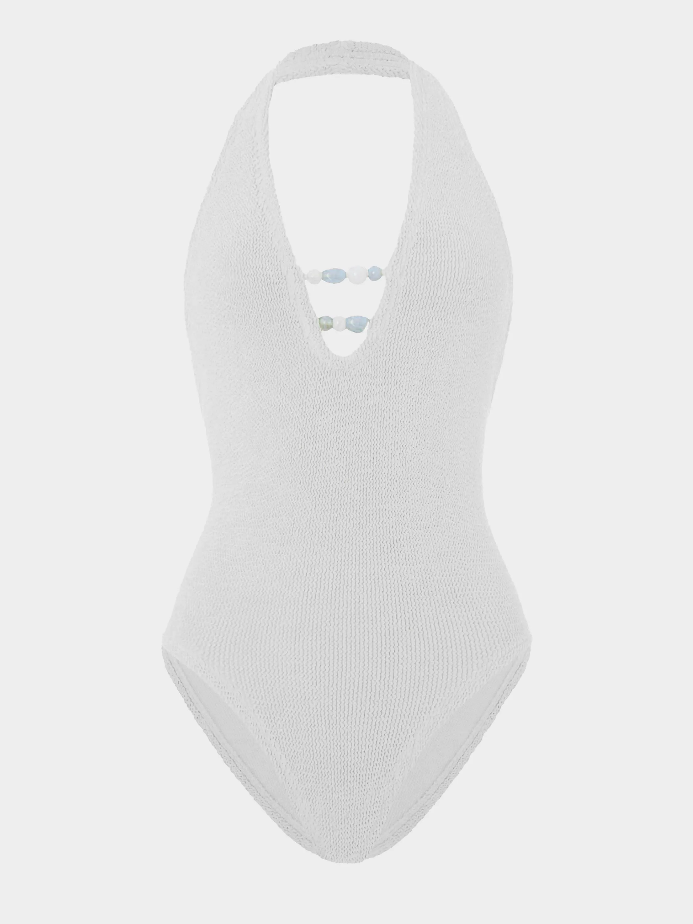 Adriana Beaded Swim - White sold by Hunza G