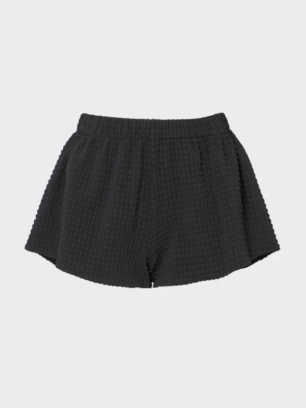 Resort Swim Shorts - Black Seersucker made by Hunza G