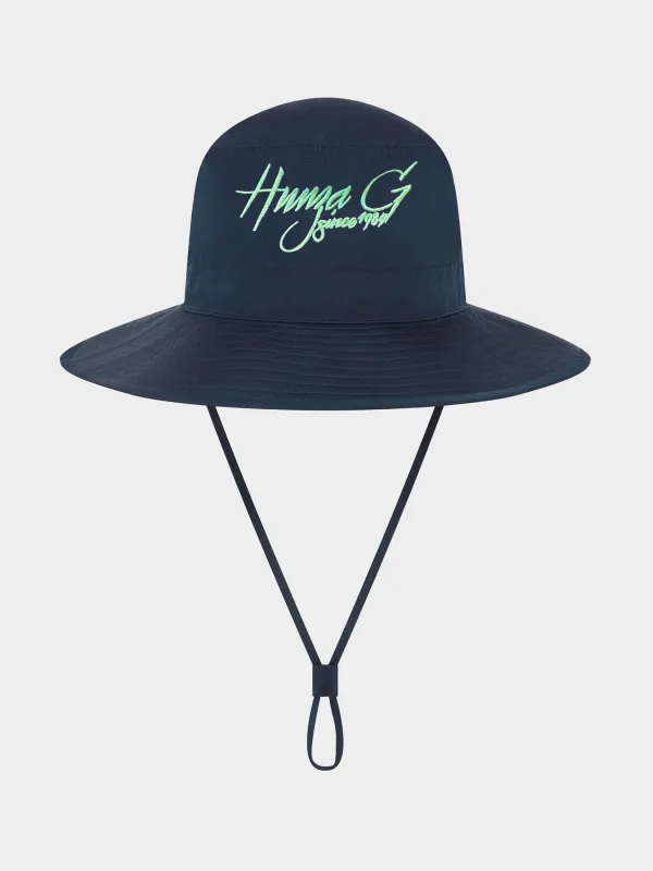 ‍Hunza G 90s Logo Hat - Navy/Lime made by Hunza G