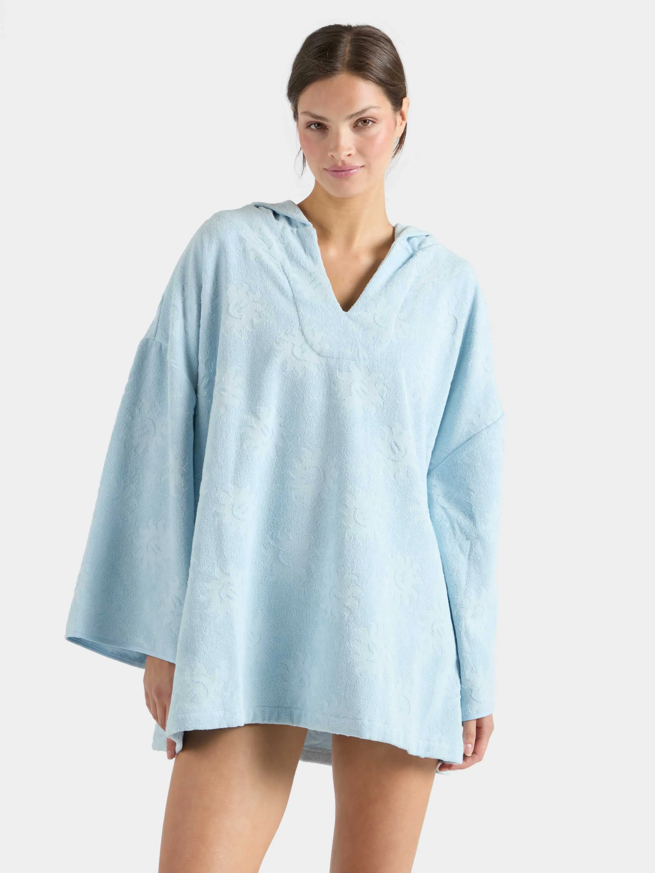Sunny Towelling Hooded Poncho - Ice Blue sold by Hunza G