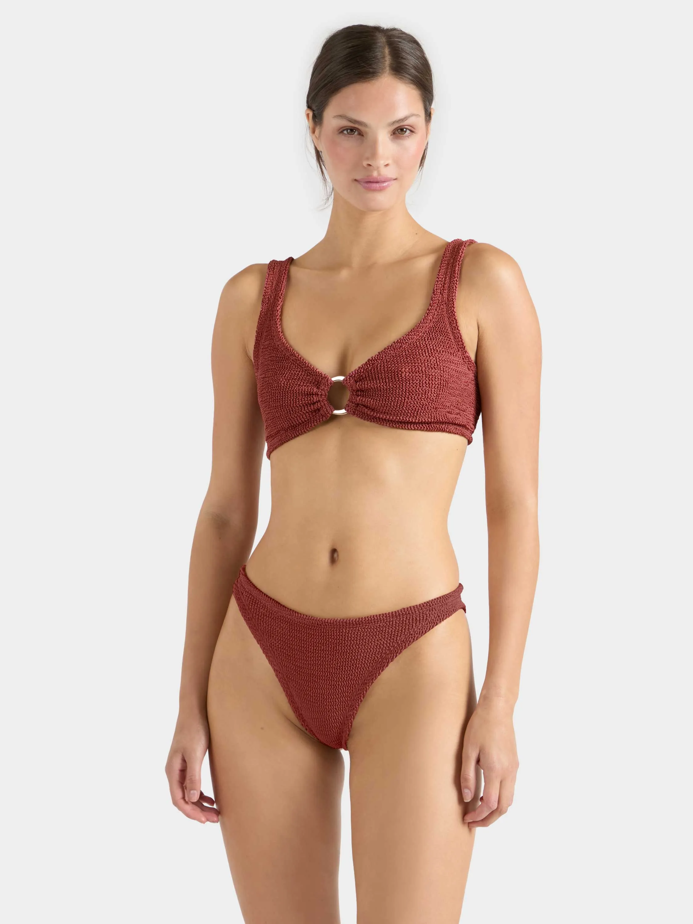 Julia With Gold Hoop Bikini - Metallic Rosewood sold by Hunza G product image thumbnail 2