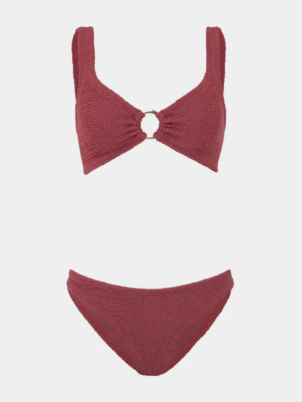 Julia With Gold Hoop Bikini - Metallic Rosewood made by Hunza G