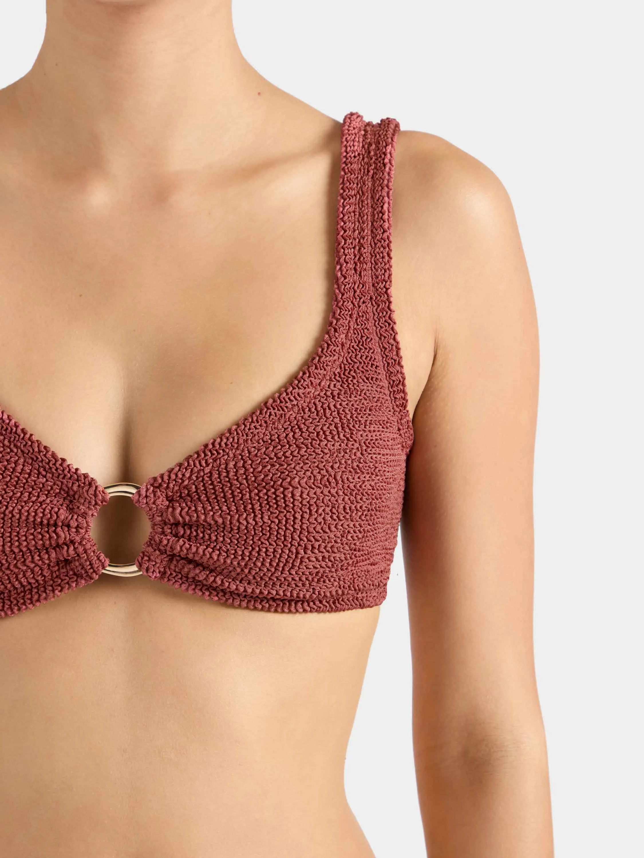 Julia With Gold Hoop Bikini - Metallic Rosewood sold by Hunza G product image thumbnail 4