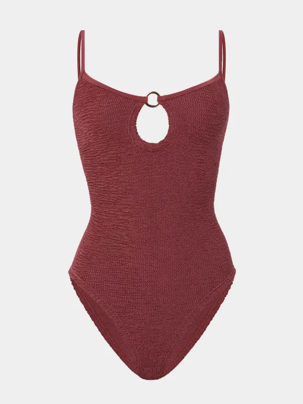 Toni With Gold Hoop Swim - Metallic Rosewood made by Hunza G