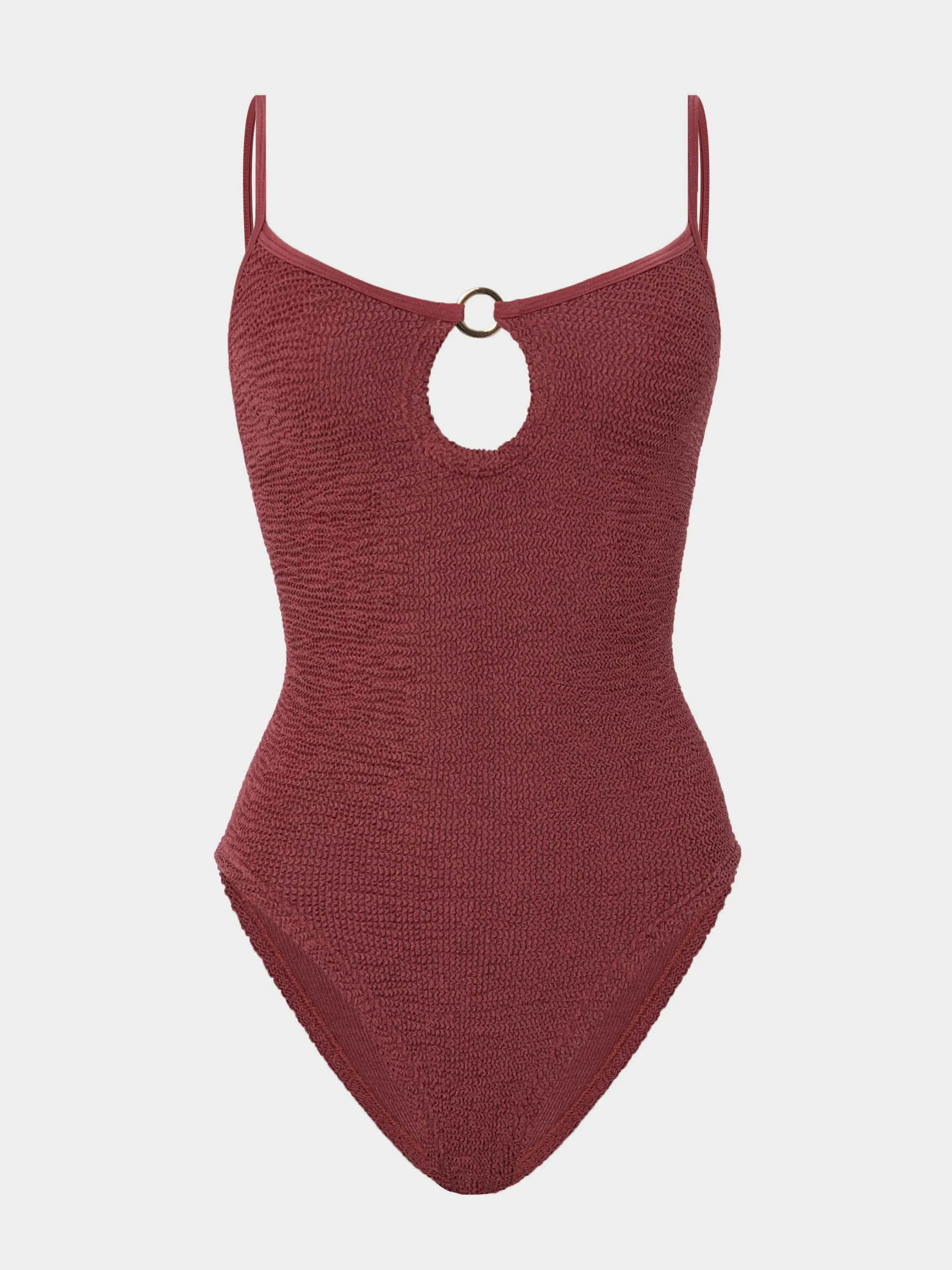 Toni With Gold Hoop Swim - Metallic Rosewood sold by Hunza G