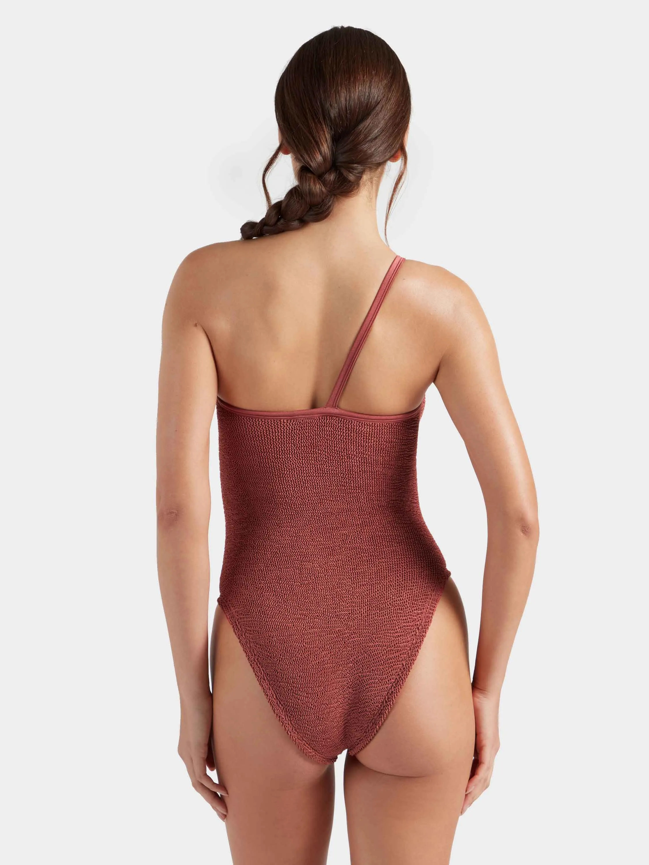 Clara With Gold Hoop Swim - Metallic Rosewood sold by Hunza G product image thumbnail 3