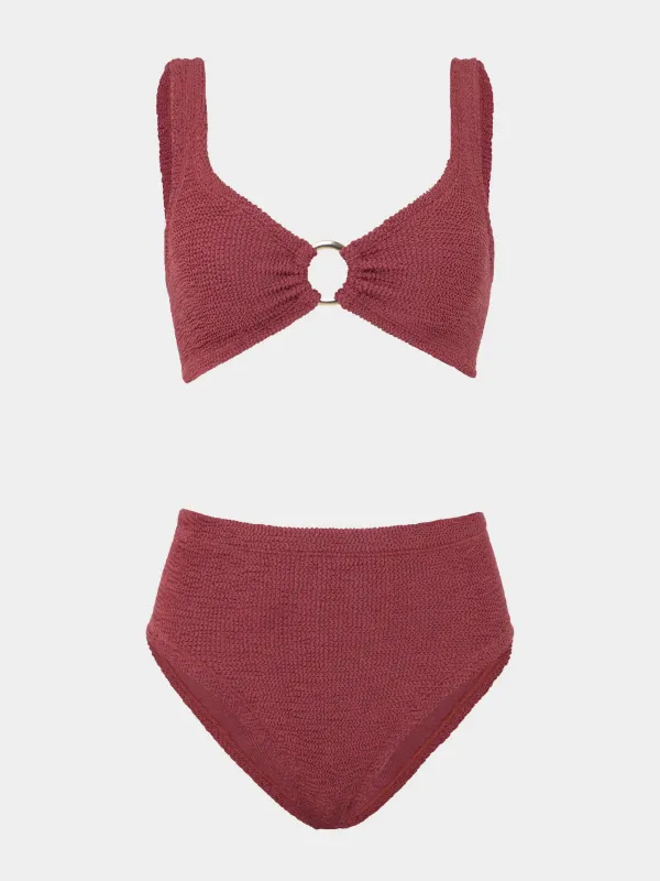 Nadine With Gold Hoop Bikini - Metallic Rosewood made by Hunza G