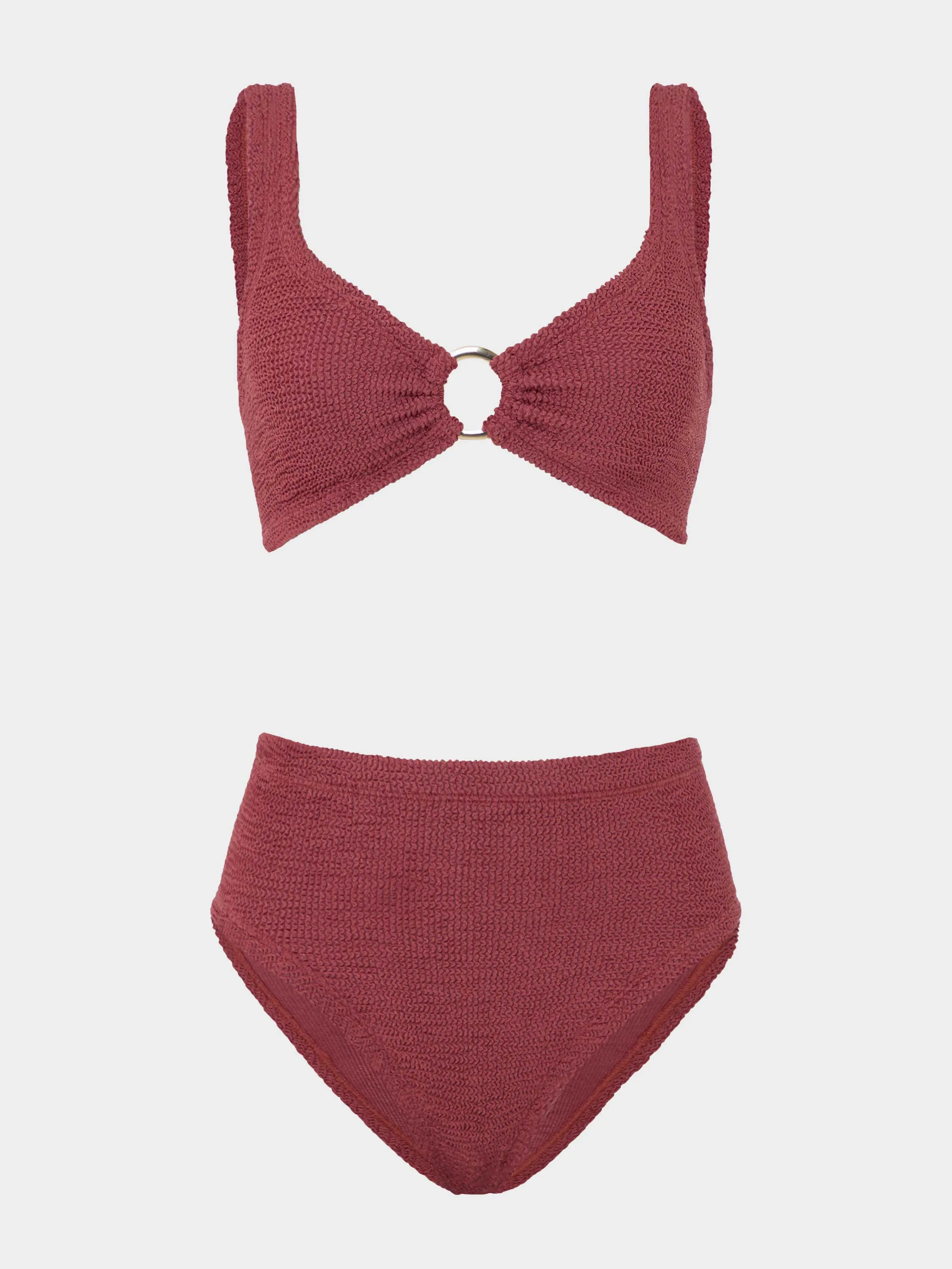 Nadine With Gold Hoop Bikini - Metallic Rosewood sold by Hunza G