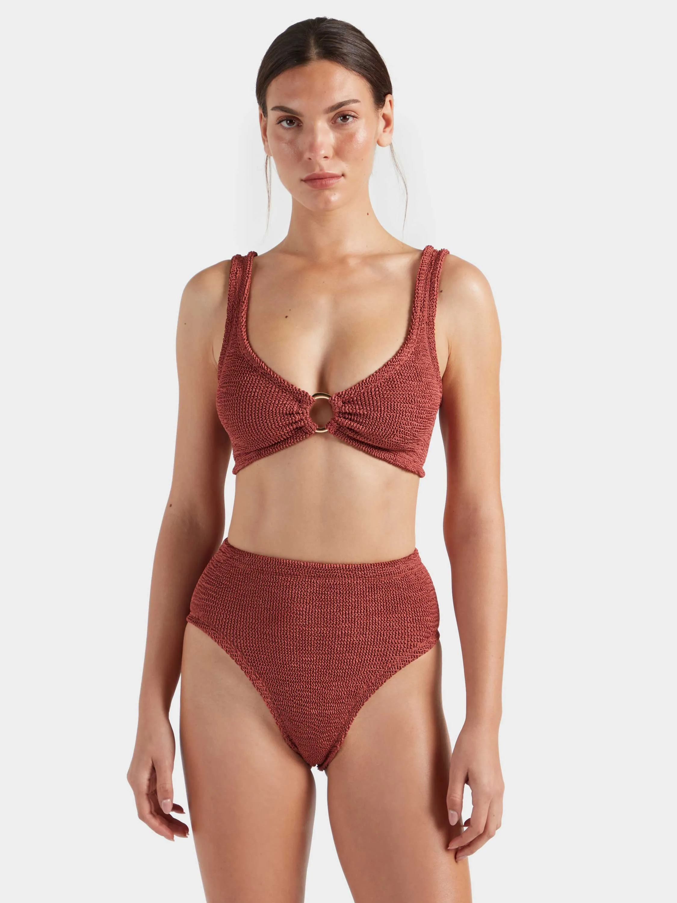 Nadine With Gold Hoop Bikini - Metallic Rosewood sold by Hunza G product image thumbnail 2