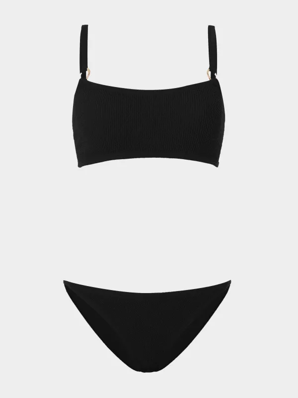 Iris With Gold Hoops Bikini - Black made by Hunza G