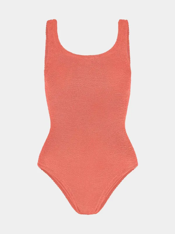 Coverage Square Neck Swim - Metallic Coral made by Hunza G