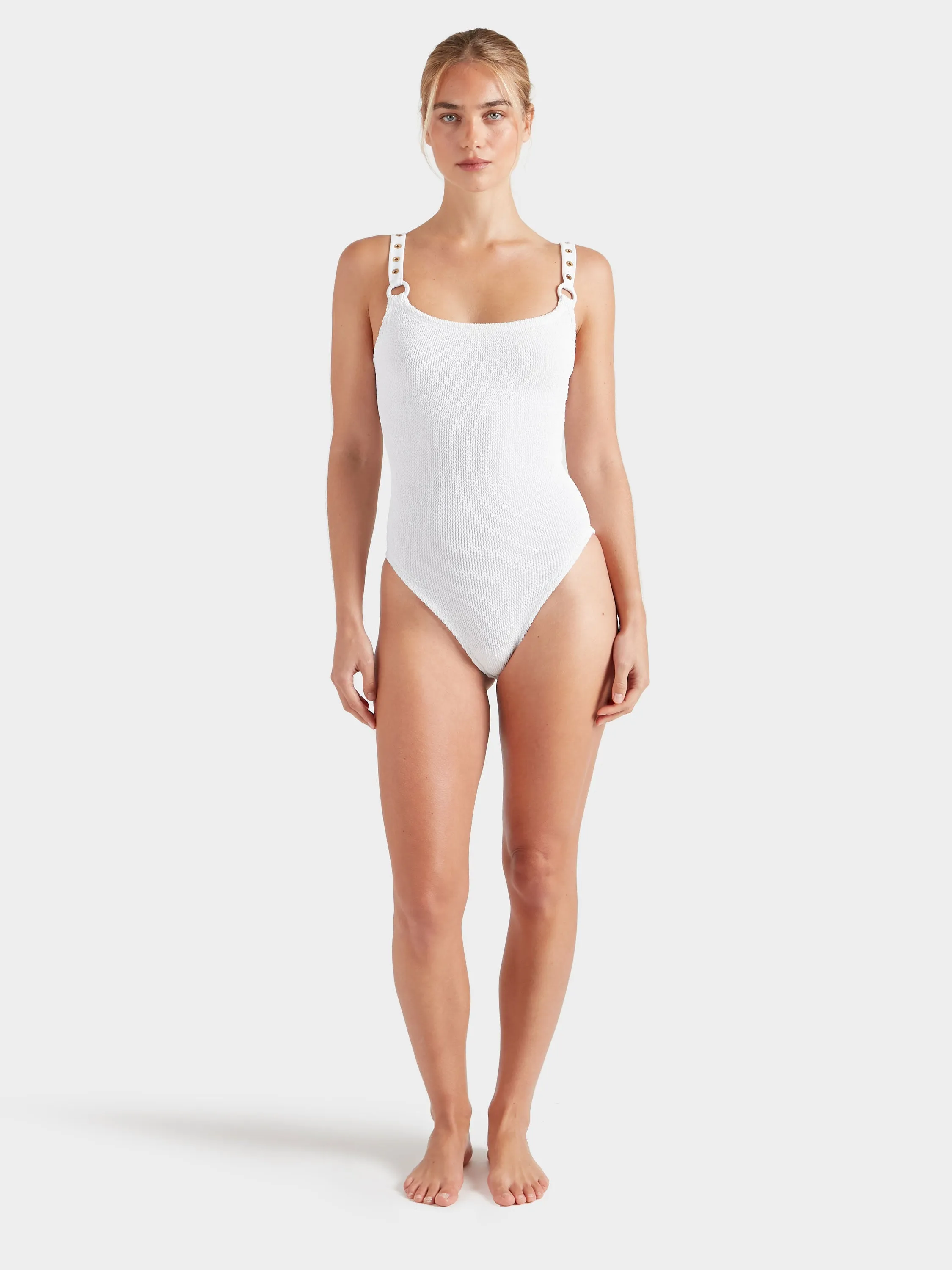 Melody Eyelet Swim - White/Gold sold by Hunza G product image thumbnail 4