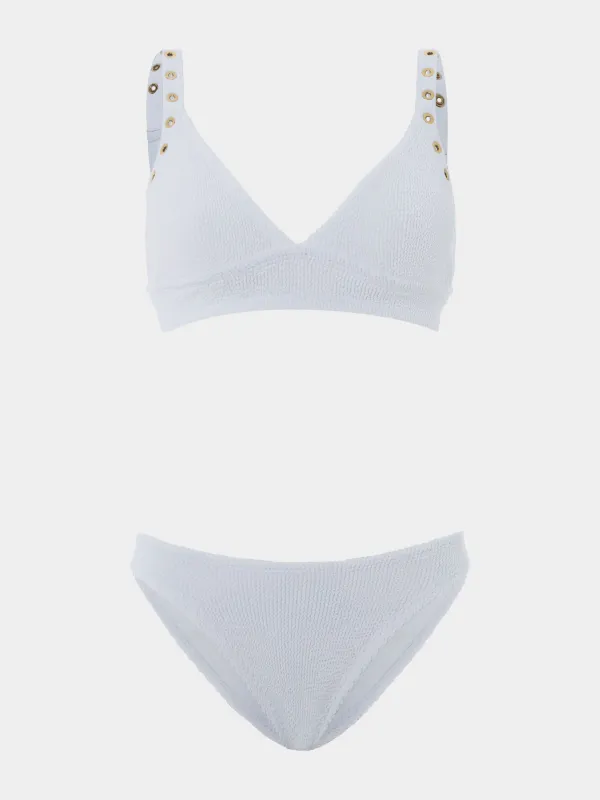Tessa Eyelet Bikini - White/Gold made by Hunza G