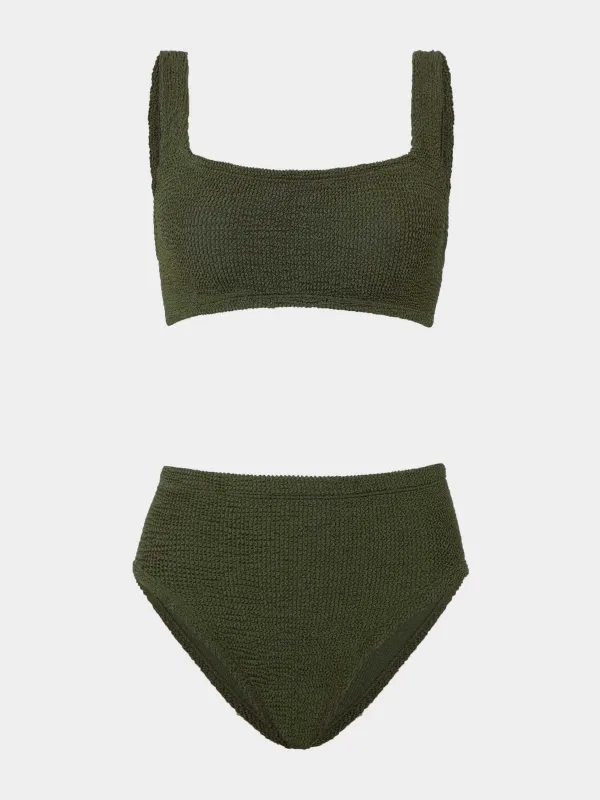 Patricia Bikini - Metallic Khaki made by Hunza G