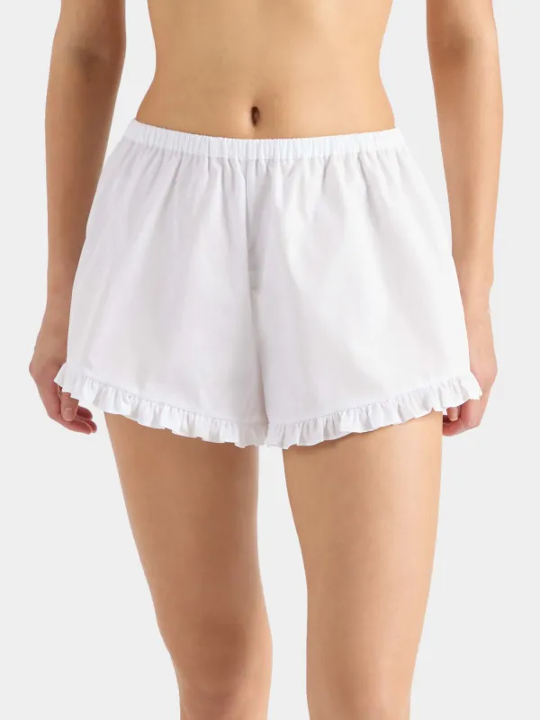 Frill Mini Short - Poplin White made by Hunza G