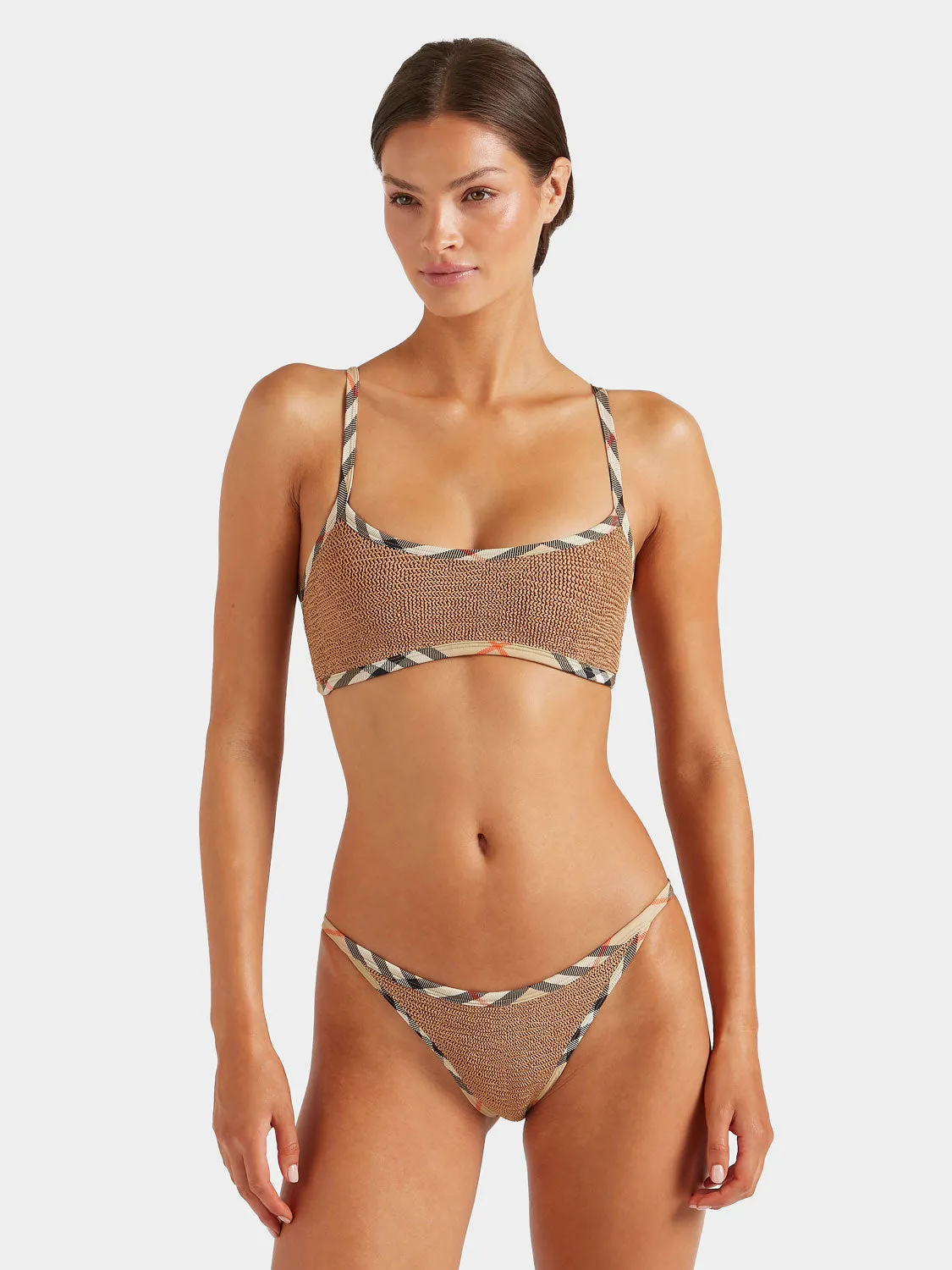 Burberry x Hunza G Tyler Bikini - Metallic Cocoa/Check sold by Hunza G