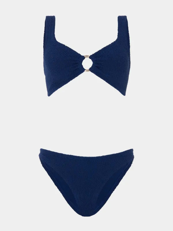 Julia With Gold Hoop Bikini - Navy made by Hunza G