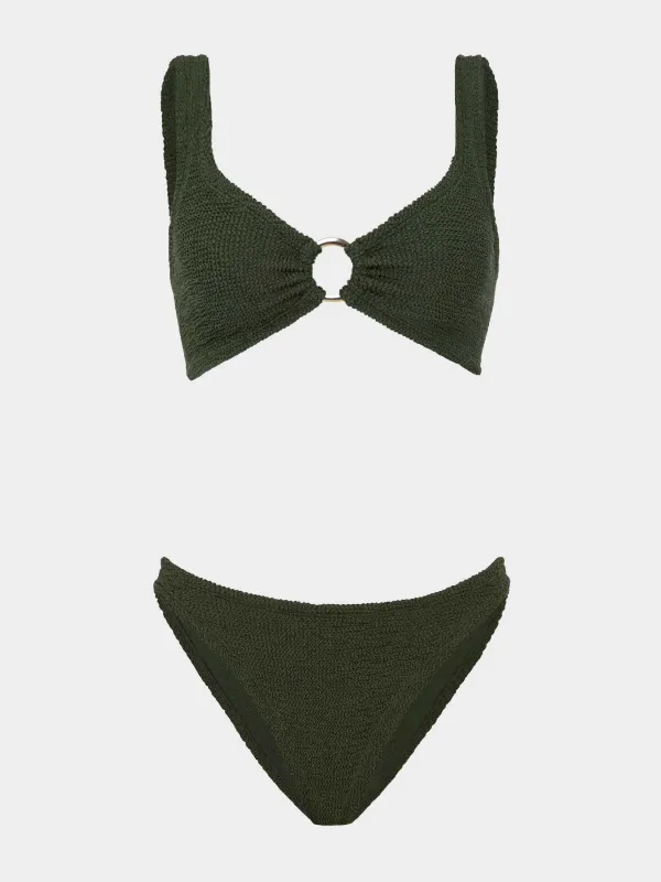 Julia With Gold Hoop Bikini - Metallic Khaki made by Hunza G