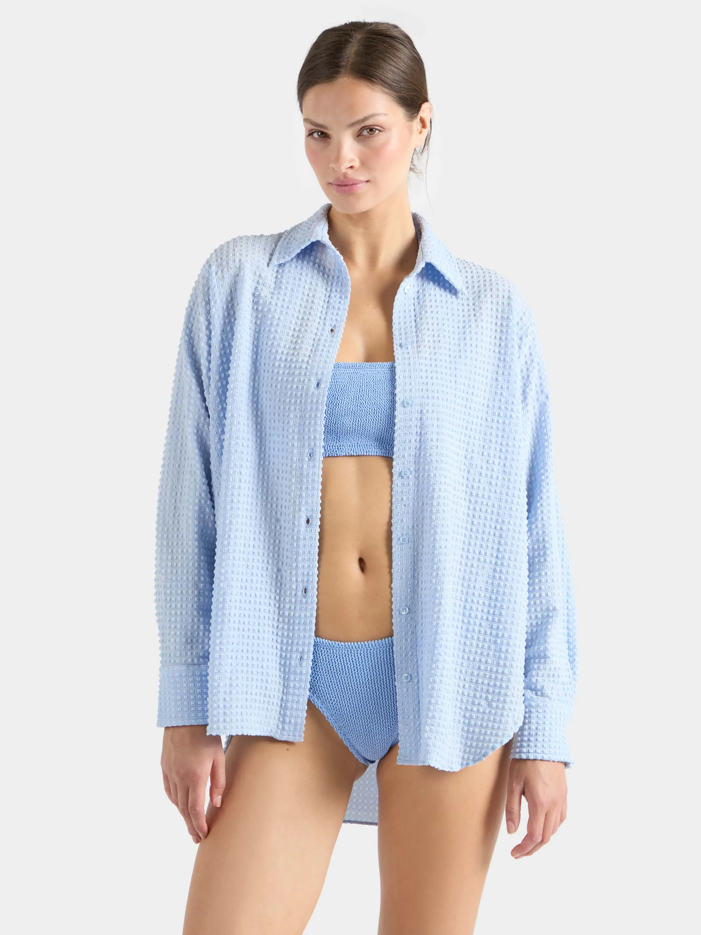 Resort Shirt - Seersucker Light Cornflower sold by Hunza G product image thumbnail 2