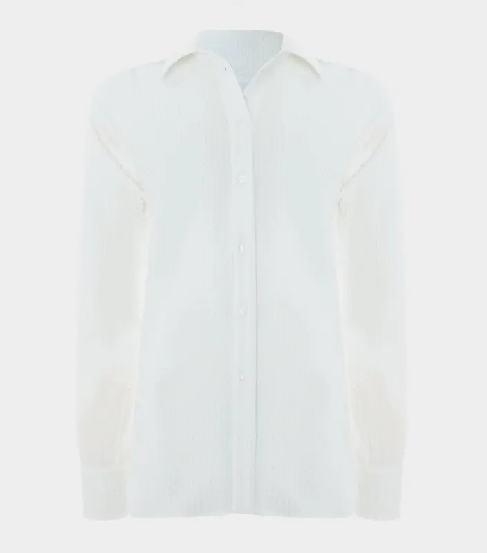 Resort Shirt - Seersucker White made by Hunza G