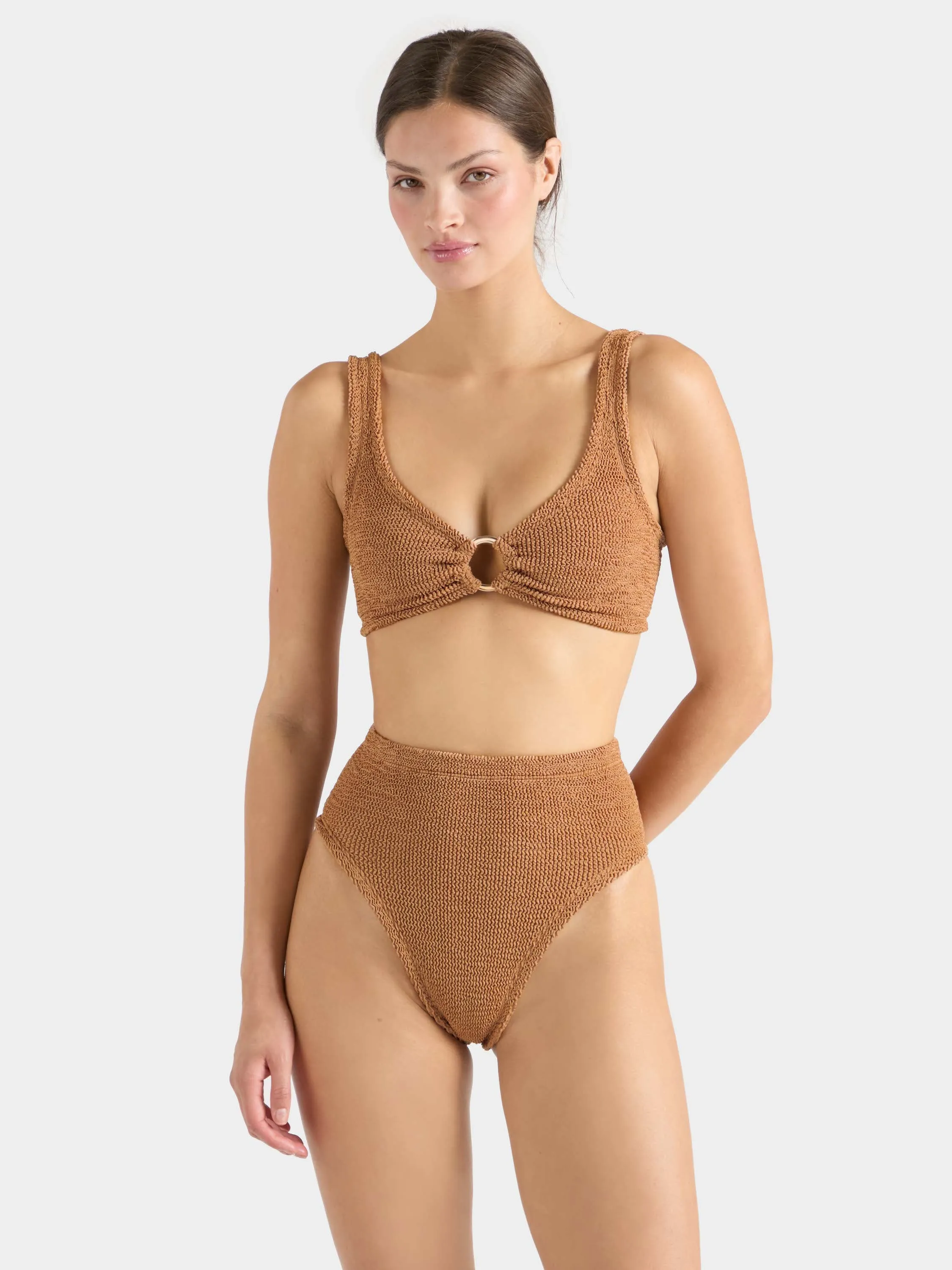 Nadine With Gold Hoop Bikini - Metallic Cocoa sold by Hunza G product image thumbnail 2