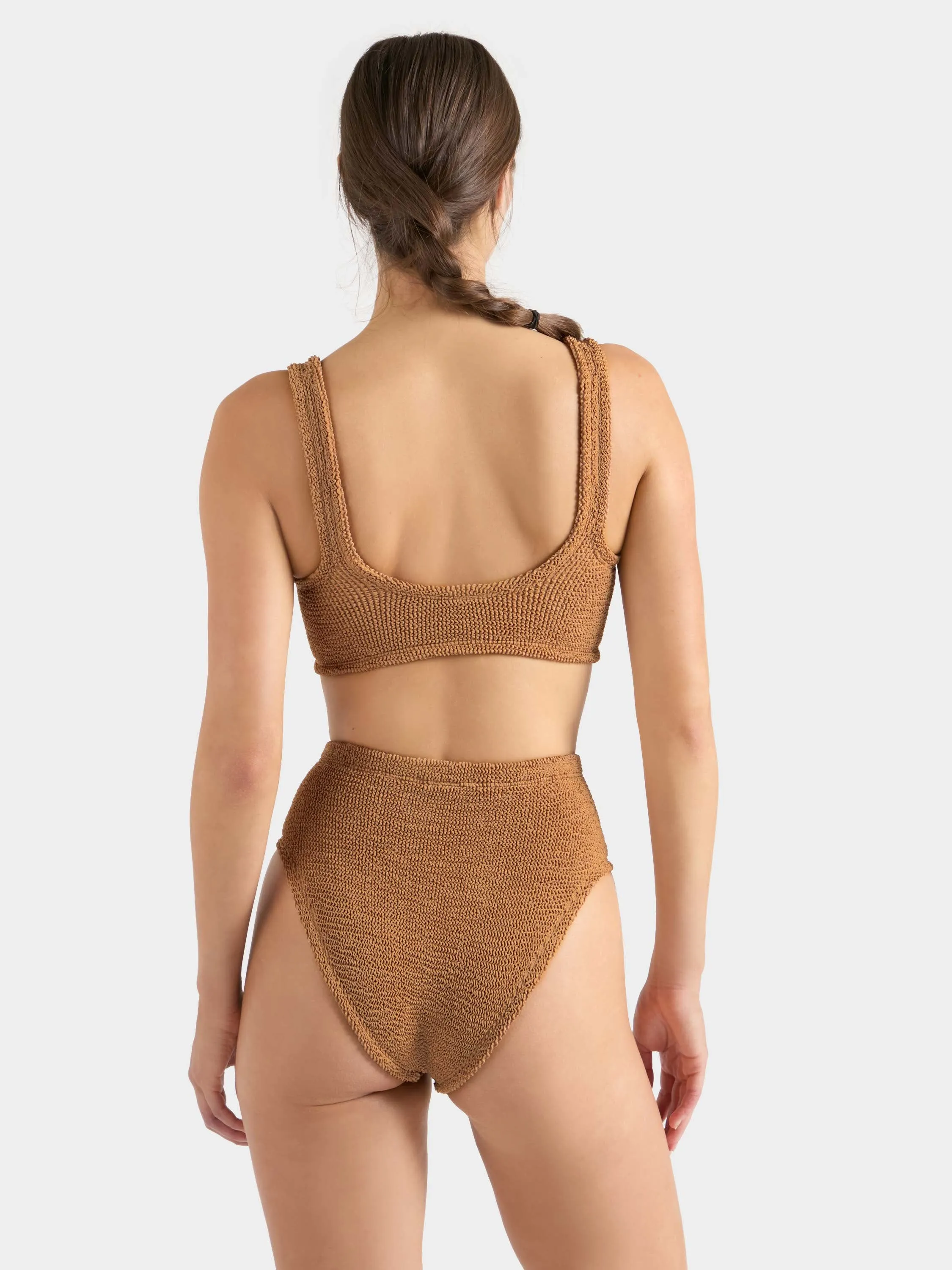 Nadine With Gold Hoop Bikini - Metallic Cocoa sold by Hunza G product image thumbnail 3
