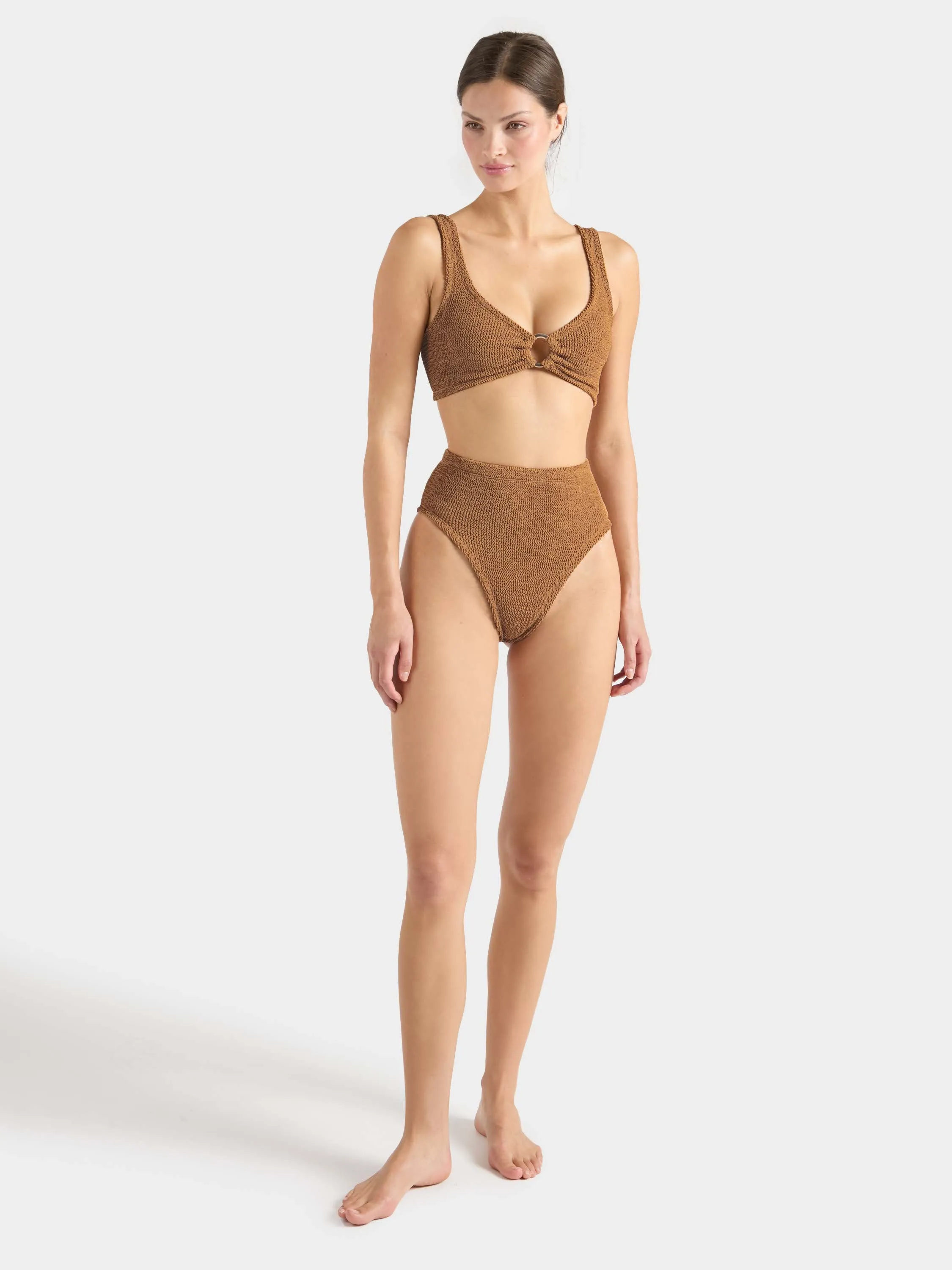 Nadine With Gold Hoop Bikini - Metallic Cocoa sold by Hunza G product image thumbnail 5