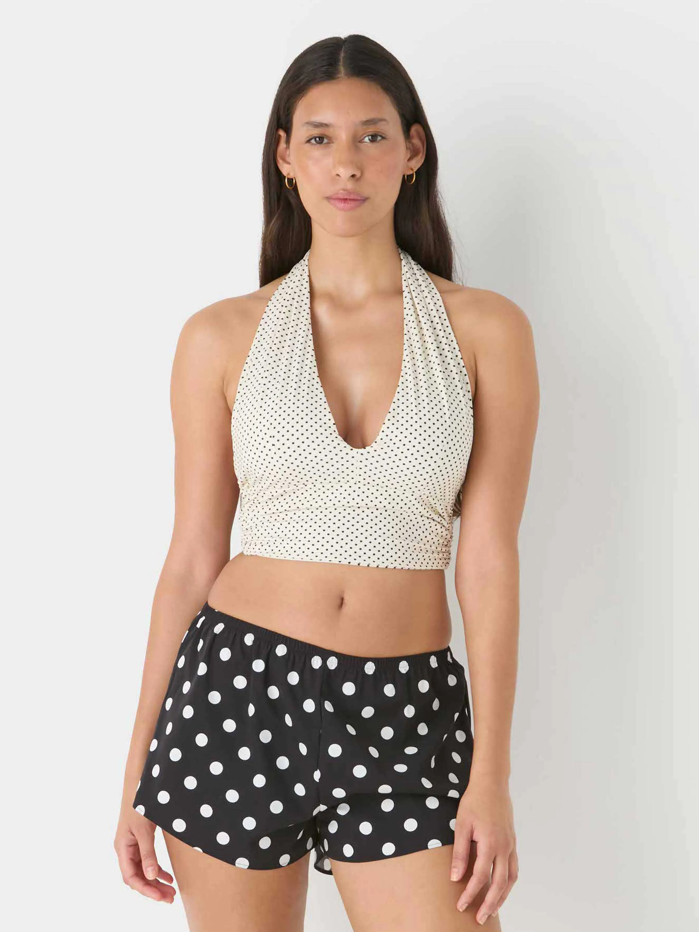 UPF Halter Top - Vanilla polka-dot sold by Hunza G