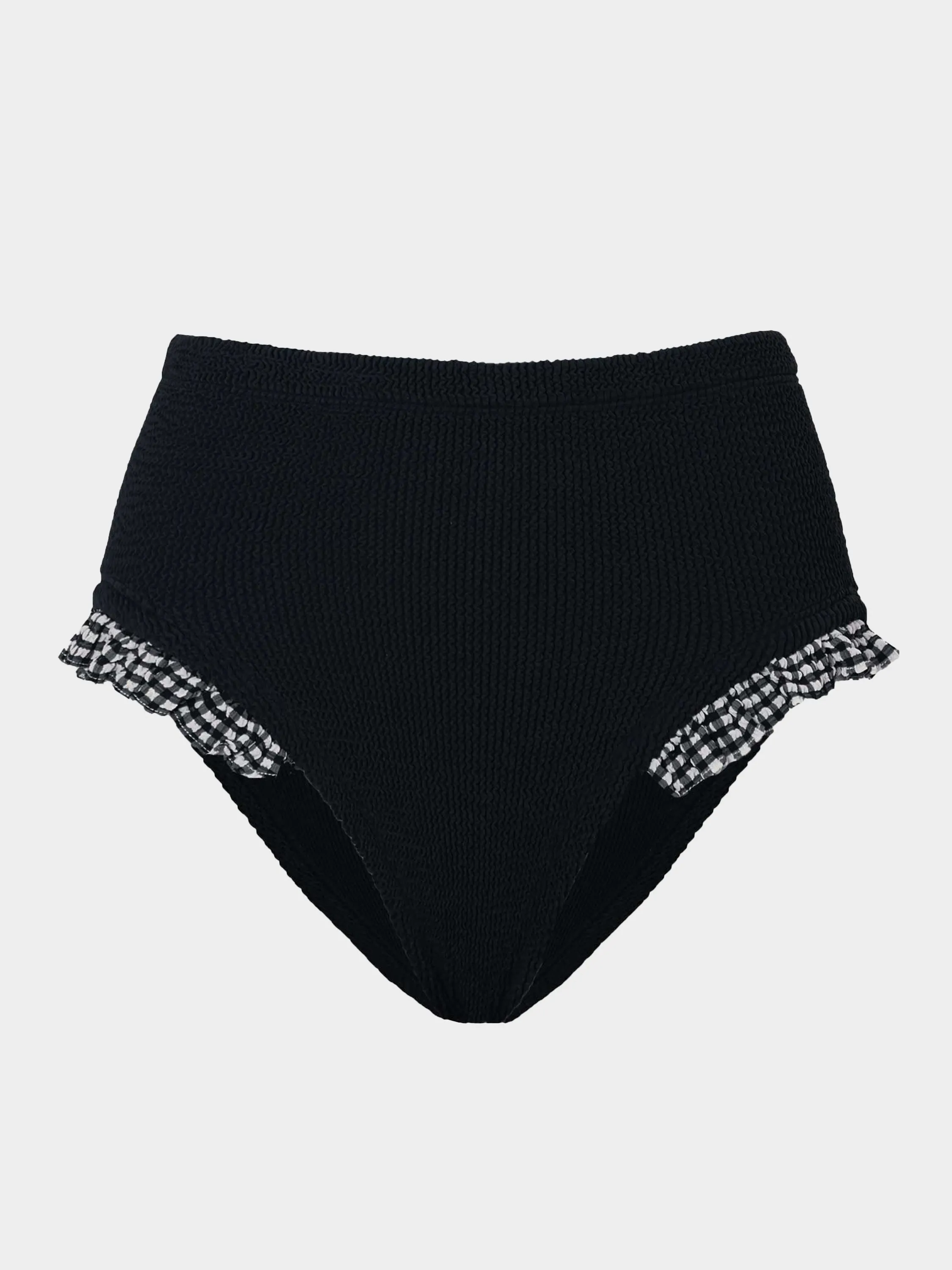 High Waist Bikini Bottom - Black Gingham sold by Hunza G