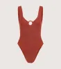 Celine Swim With Tonal Hoops - Metallic Rosewood sold by Hunza G