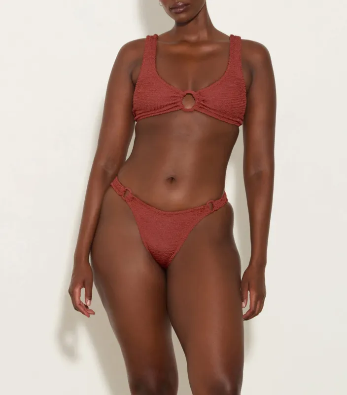 Hallie Bikini - Metallic Rosewood sold by Hunza G