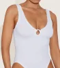 Celine Swim With Tonal Hoops - White sold by Hunza G