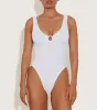 Celine Swim With Tonal Hoops - White sold by Hunza G