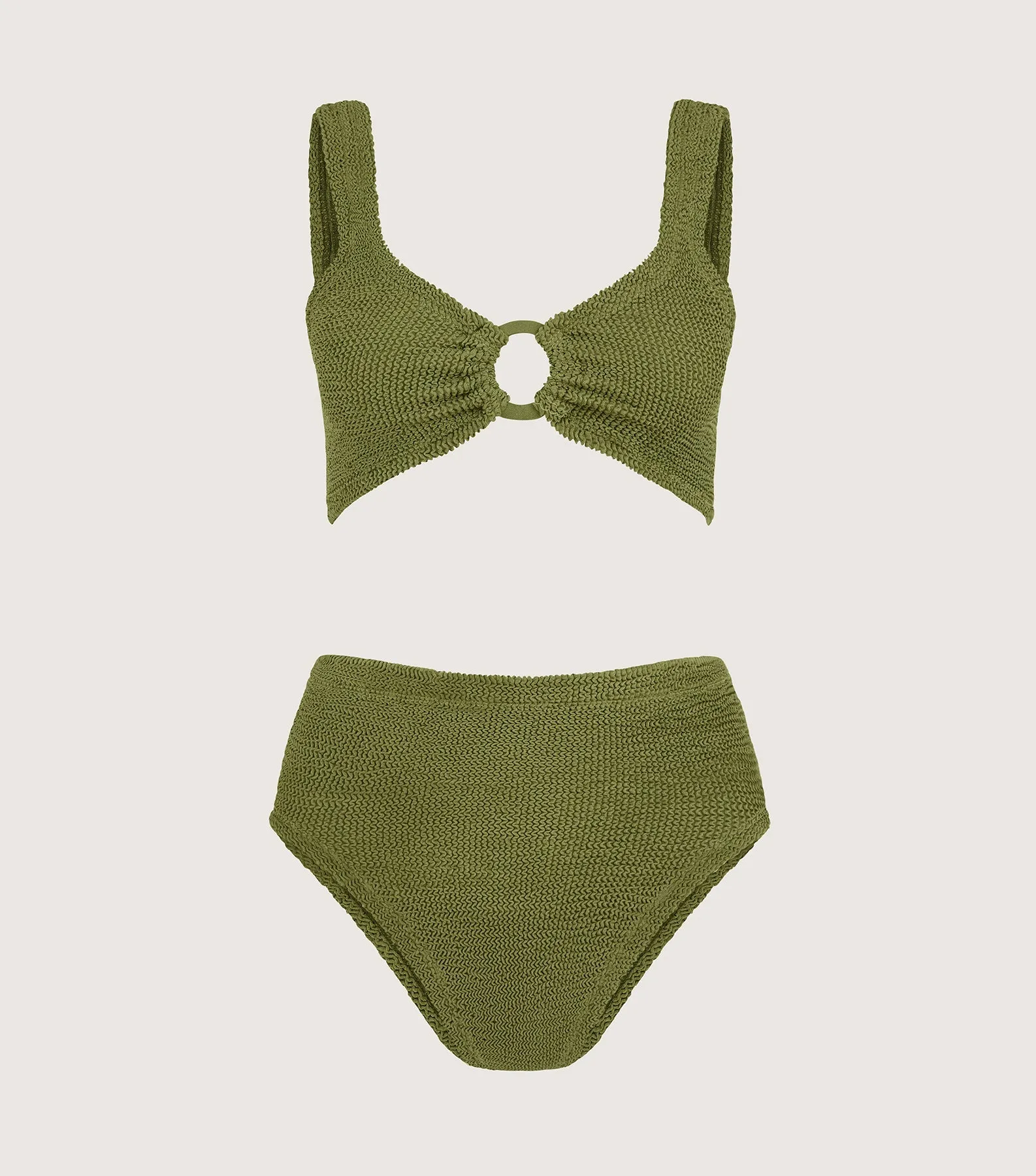 Nadine Bikini With Tonal Hoops - Metallic Moss sold by Hunza G product image thumbnail 2