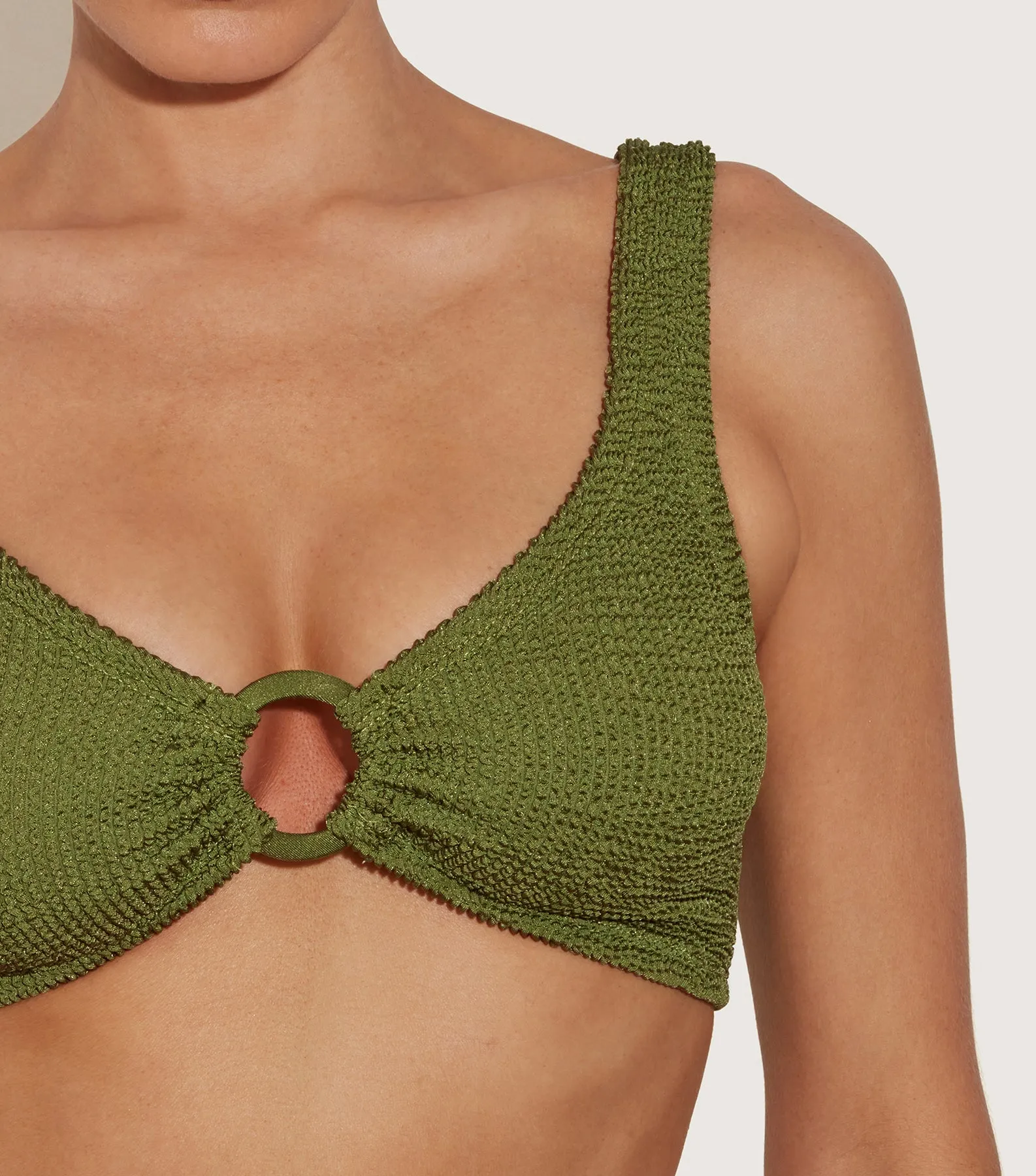 Nadine Bikini With Tonal Hoops - Metallic Moss sold by Hunza G product image thumbnail 3