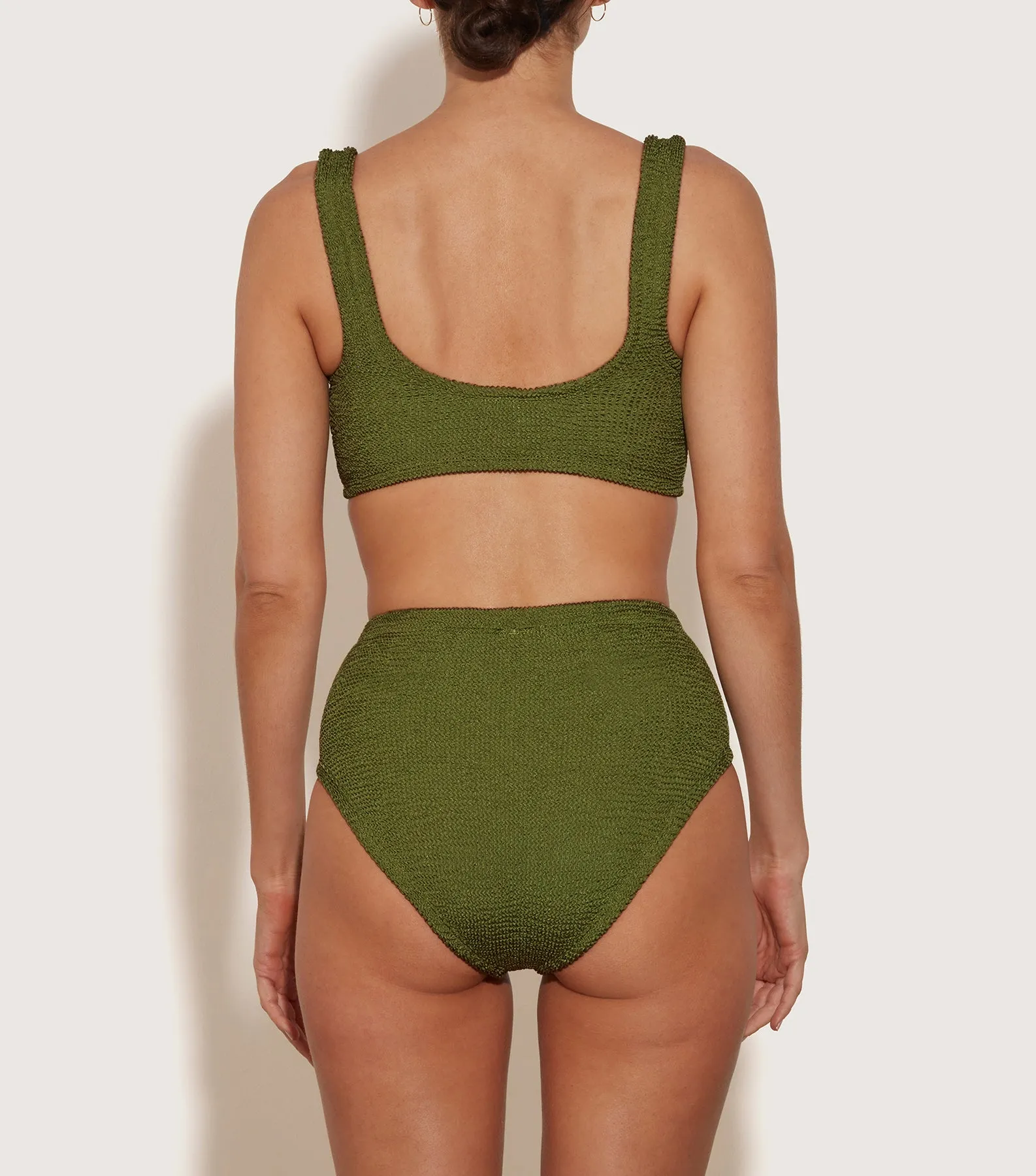 Nadine Bikini With Tonal Hoops - Metallic Moss sold by Hunza G product image thumbnail 4