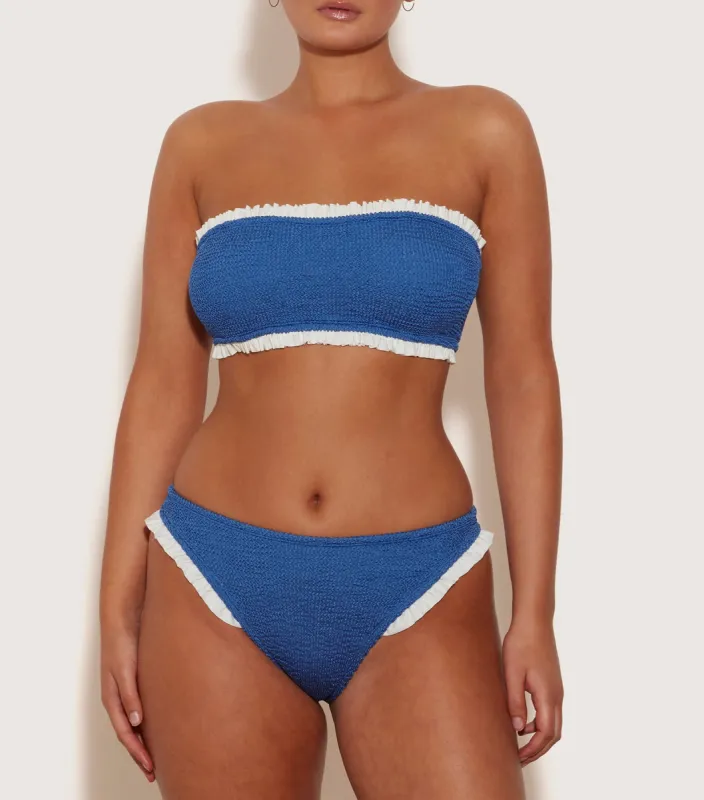 Tracey Frill Bikini - Metallic Denim sold by Hunza G