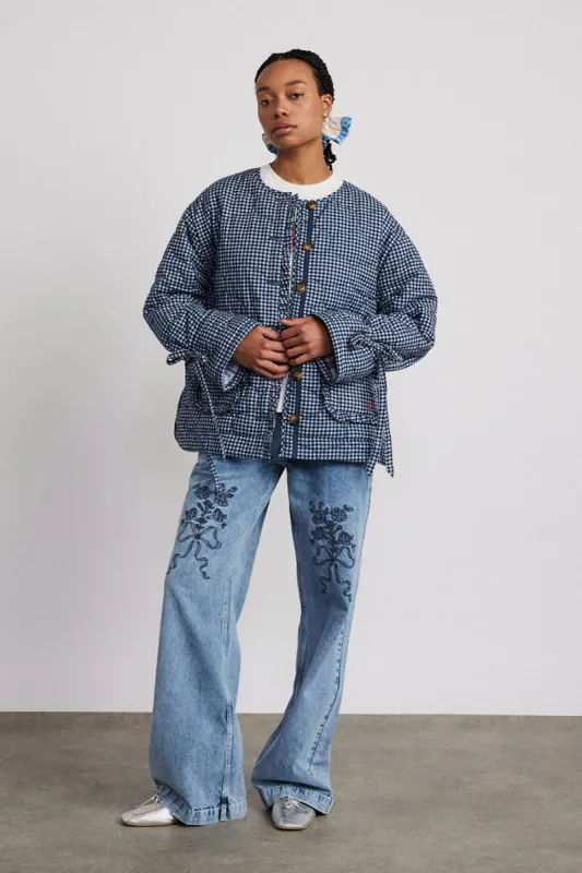 reversible dalton quilted jacket - mixed blue sold by Damson Madder