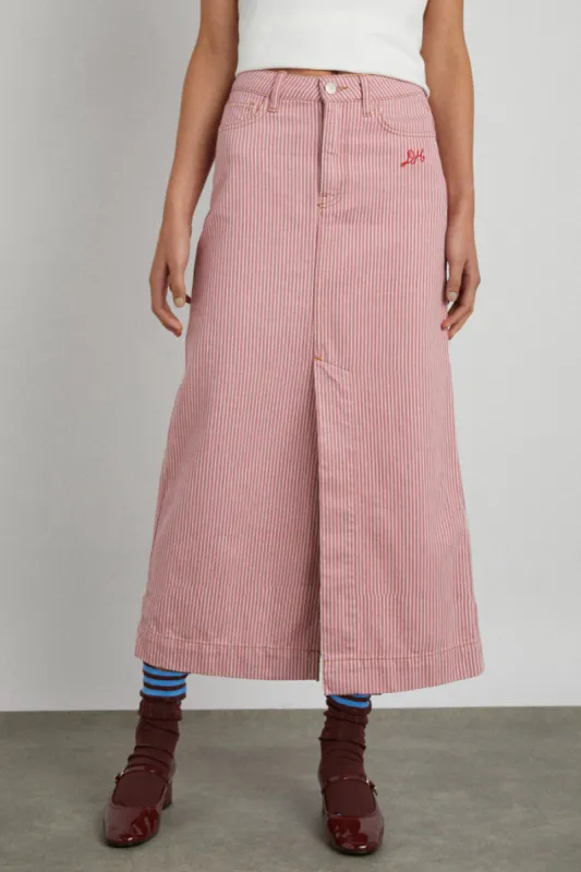 hickory skirt - pink stripe sold by Damson Madder