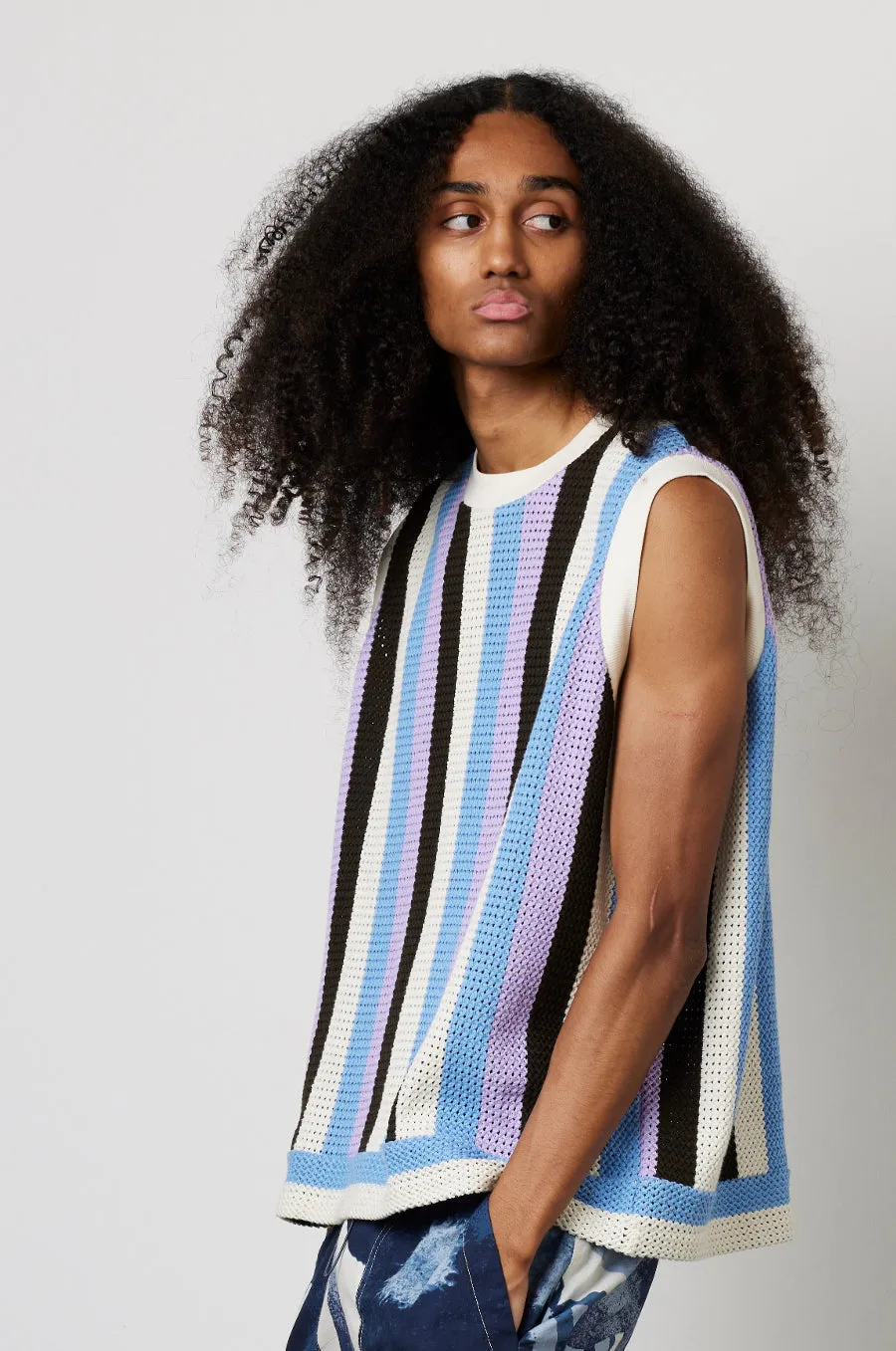stripe knit vest sold by Damson Madder product image thumbnail 3