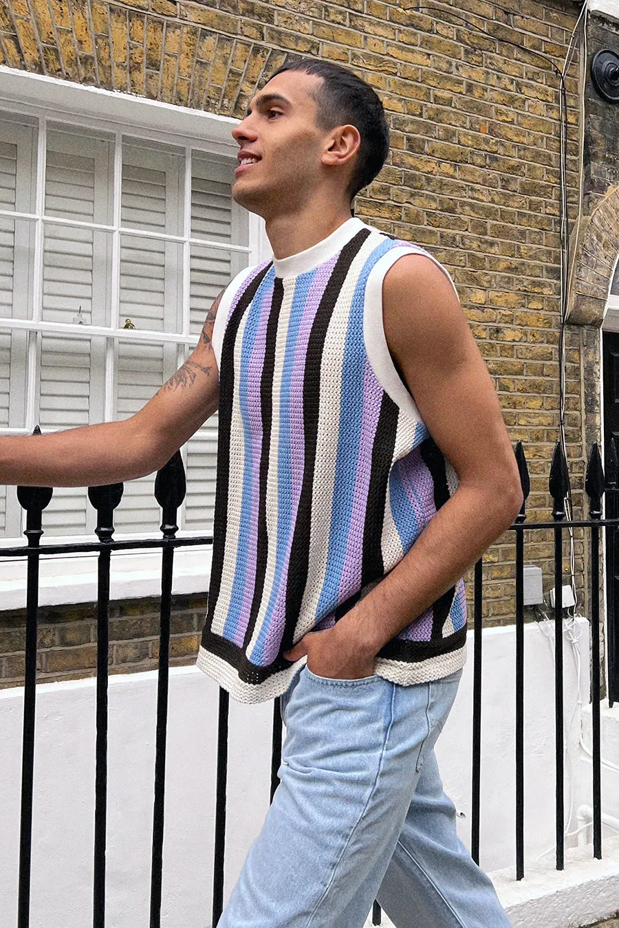 stripe knit vest sold by Damson Madder