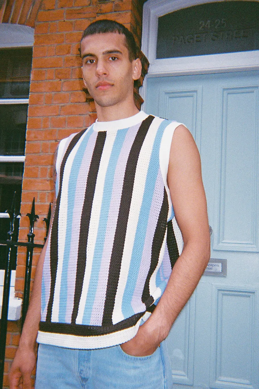 stripe knit vest sold by Damson Madder product image thumbnail 2