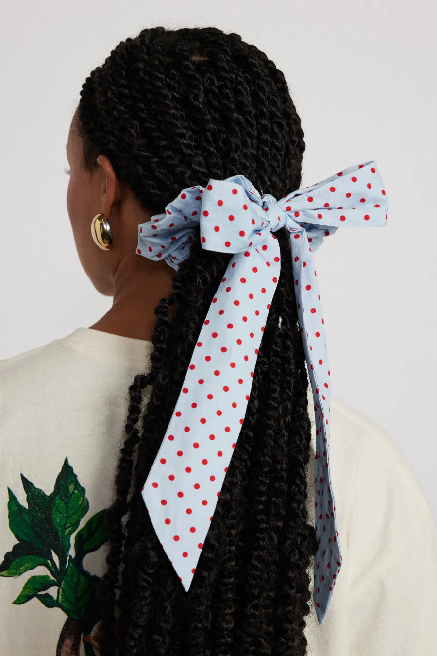 bow spot scrunchie - blue & red sold by Damson Madder product image thumbnail 2
