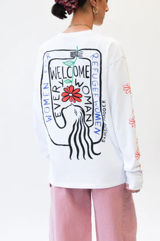 Women For Refugee Women Long Sleeve Tee sold by Damson Madder